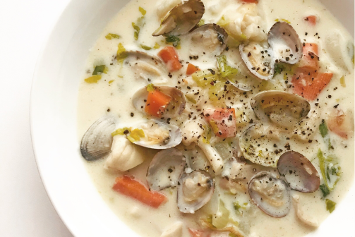 왕바지락 크림 차우더 요리 사진